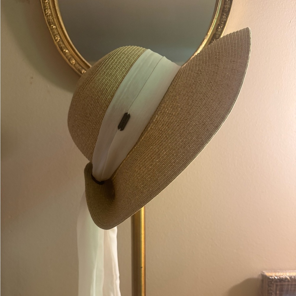 Sun N Sand Tan Sun Hat with White Ribbon - Beautiful